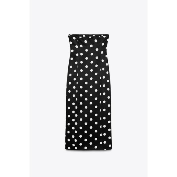 ZARA ZW COLLECTION STRAPLESS POLKA DOT DRESS - Picture 3 of 4